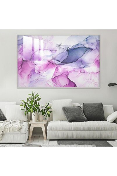 Marktna لوحة جدارية خشبية فاخرة بتصميم الفن التجريدي مع برواز فضي و طبقة من الاكرليك الشفاف