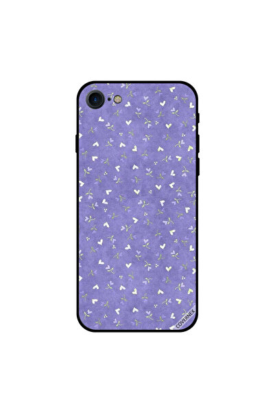 Covernex غطاء حماية لجهاز iPhone 7 بنقشة قلوب بيضاء وزهور زرقاء