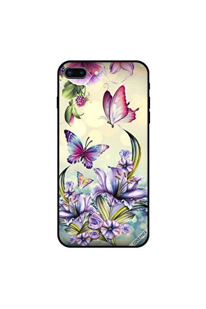 Covernex غطاء حماية لجهاز iPhone 8 Plus بنقشة زهور وفراشات بنفسجية