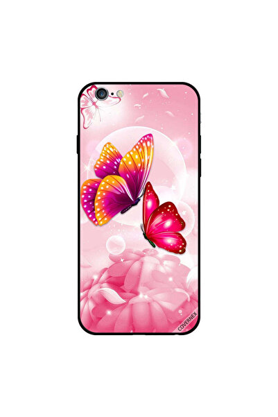 Covernex غطاء حماية لجهاز iPhone 6s بنقشة فراشات متعددة الألوان فوق زهور وردية