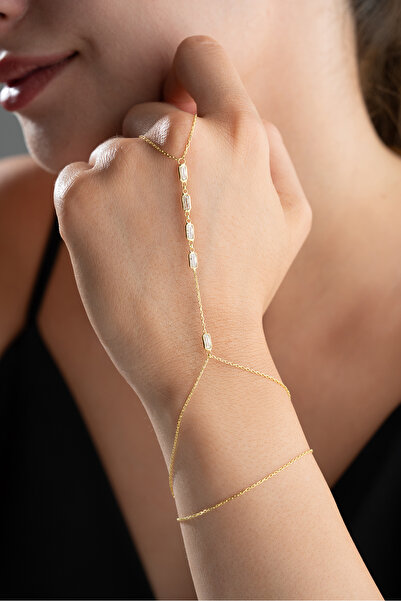 Silvano Jewelry 925 Ayar Gümüş Dikdörtgen Model Baget Taşlı Şahmeran