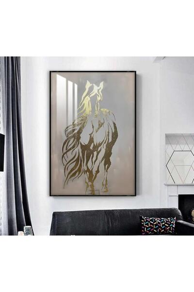 SND لوحة جدارية خشبية بتصميم حصان مع برواز اسود و طبقة من الاكرليك الشفاف