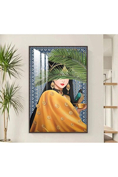 SND لوحة جدارية خشبية بتصميم فتاة مع برواز بني و طبقة من الاكرليك الشفاف