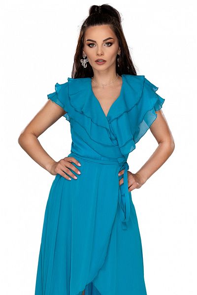 Atmosphere Fashion Rochie midi din voal albastru