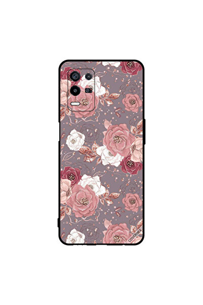 Covernex غطاء حماية لهاتف Oppo K9x بنمط زهور بلون الشوكولاتة