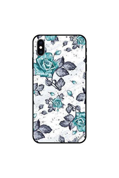 Covernex غطاء حماية لجهاز iPhone XS MAX بتصميم زهور خضراء وأوراق سوداء ورسمة ...