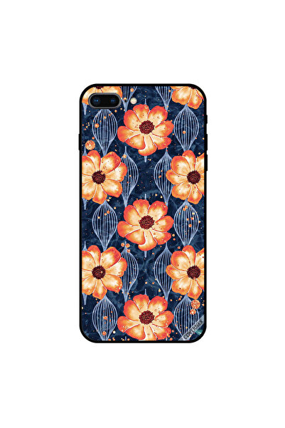 Covernex غطاء حماية لجهاز iPhone 7 Plus بطبعة زهور برتقالية داكنة