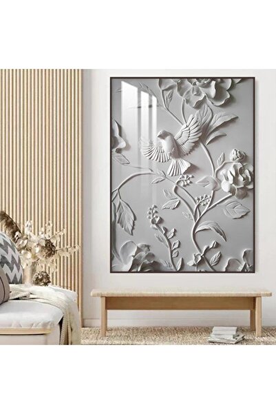 SND لوحة جدارية خشبية مطبوعة بتصميم جبسية مع برواز بني و طبقة من الاكرليك الشفاف