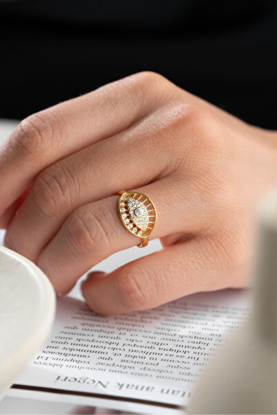 Silvano Jewelry 925 Ayar Gümüş Ayarlanabilir Zirkon Taşlı Göz Yüzük