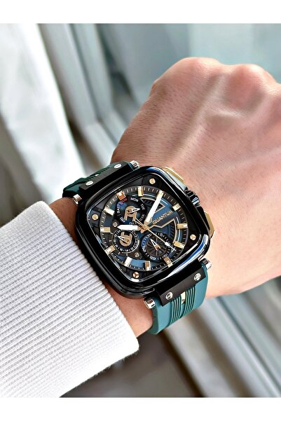 Quantum Function Silicone Cord Steel Case Angled Dial Men's Wrist Watch 1014.699Mr