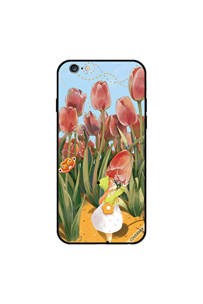 Covernex غطاء حماية لجهاز iPhone 6 بطبعة فتاة وزهور التوليب