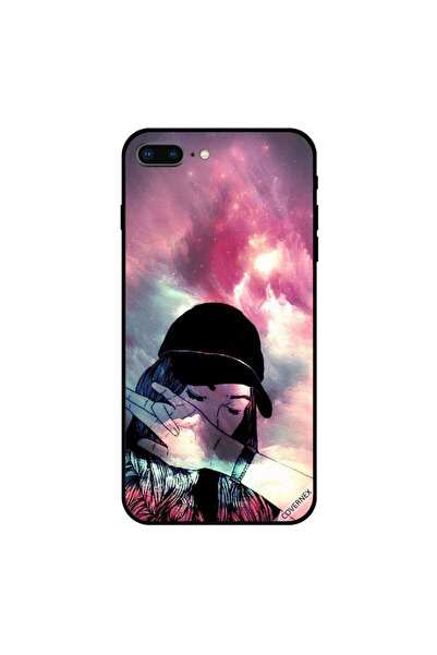 Covernex غطاء حماية لهاتف iPhone 7 Plus برسومات فتاة تخفي وجهها بألوان BG