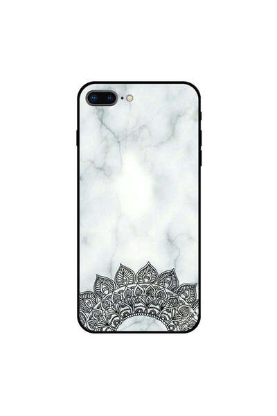 Covernex غطاء حماية لجهاز iPhone 7 Plus بنقشة زهور سوداء و رخامية بيضاء