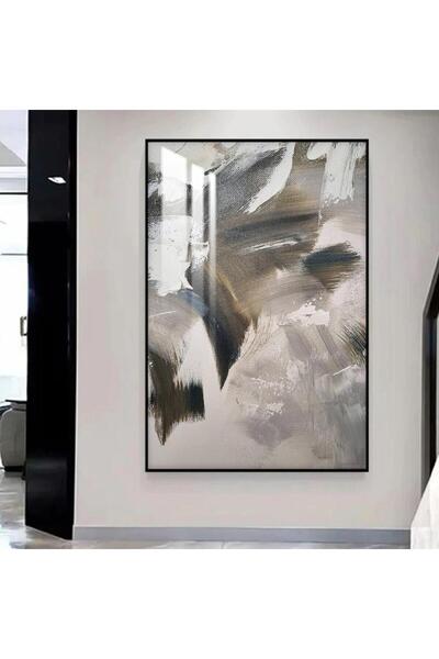 4gdran لوحة جدارية خشبية بتصميم الفن التجريدي مع برواز اسود و طبقة من الاكرلي...