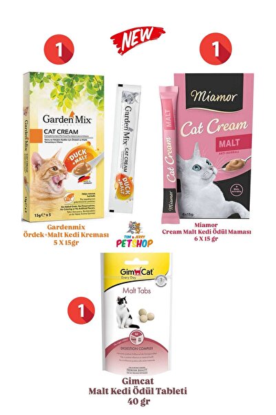 Gimcat TOM&JERRYPETSHOP-Gardenmix Ördek+Malt Kedi Krema/Miamor Malt Cream/Gimcat Malt Ödül Tableti Mix