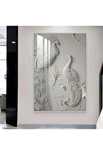 4gdran لوحة جدارية خشبية مطبوعة بتصميم جبسية مع برواز فضي و طبقة من الاكرليك ...