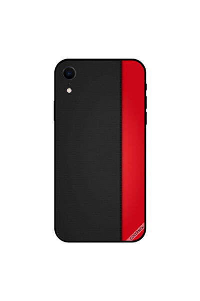 Covernex غطاء حماية iPhone XR بنقشة جلد أحمر وأسود سادة