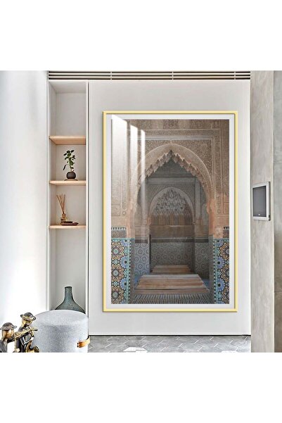 Marktna لوحة جدارية خشبية فاخرة مع برواز ذهبي و طبقة من الاكرليك الشفاف