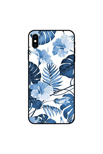 Covernex غطاء حماية لجهاز iPhone XS MAX بنقشة أوراق وريش أزرق داكن