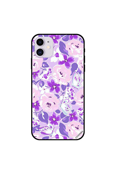 Covernex غطاء حماية لجهاز iPhone 11 بنقشة زهور وفراشات باللونين الأرجواني وال...