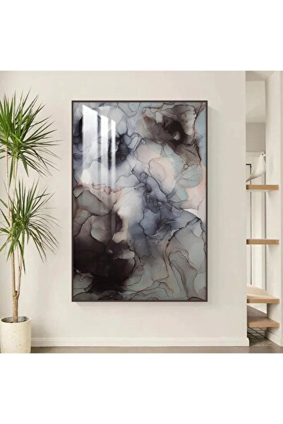 4gdran لوحة جدارية خشبية بتصميم الفن التجريدي مع برواز بني و طبقة من الاكرليك...