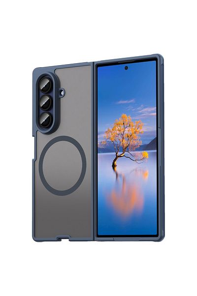 SKYDDAR INNOVATION Husă pentru Samsung Galaxy Z Fold7, HaloFrost MagSafe II, antișoc, set de autocolante, albastru marin