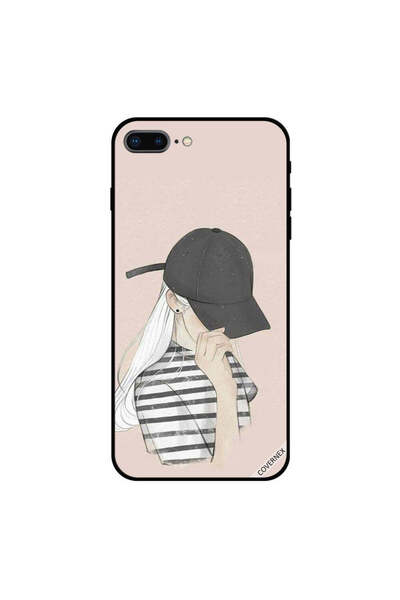 Covernex غطاء حماية لهاتف آيفون 7 بلس، قميص بناتي مخطط باللون الأسود