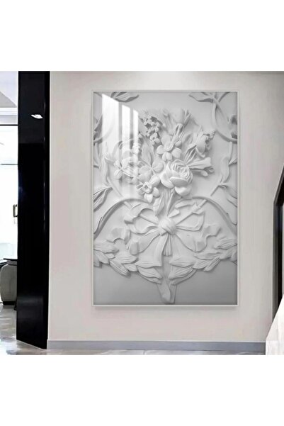 SND لوحة جدارية خشبية مطبوعة بتصميم جبسية مع برواز فضي و طبقة من الاكرليك الشفاف