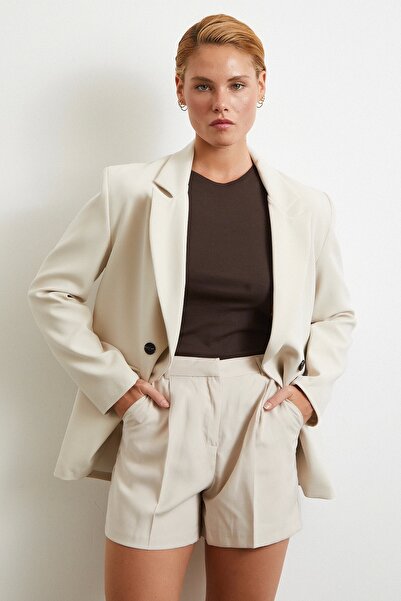 Never more Pleated Pocket Shorts Mink