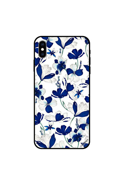 Covernex غطاء حماية لجهاز iPhone XS MAX بنقشة زهور زرقاء وبيضاء