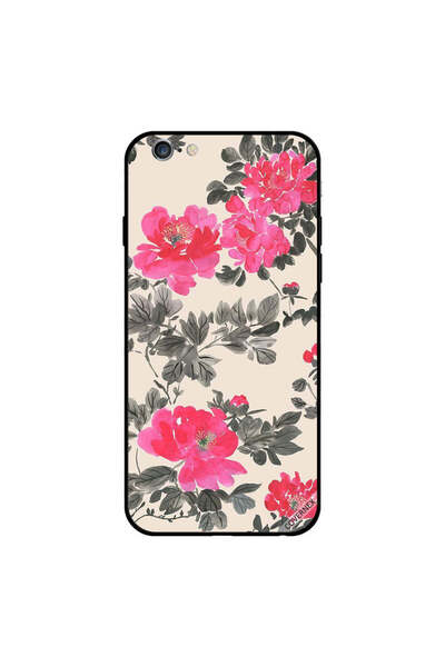 Covernex غطاء حماية لجهاز iPhone 6s بطبعة زهور وردية وأوراق سوداء