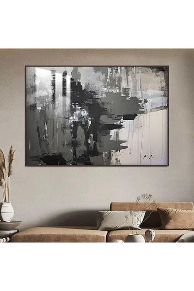4gdran Luxury wooden wall panel with abstract art design, brown frame and clear acrylic layer