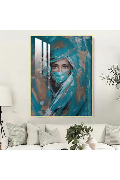 SND لوحة جدارية خشبية بتصميم فتاة عربية مع برواز ذهبي و طبقة من الاكرليك الشفاف