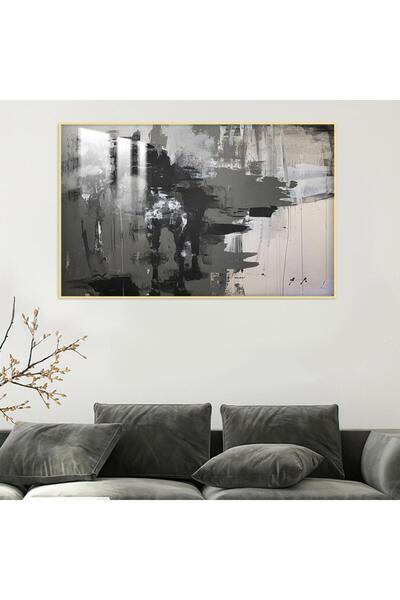 SND لوحة جدارية خشبية فاخرة بتصميم الفن التجريدي مع برواز ذهبي و طبقة من الاك...