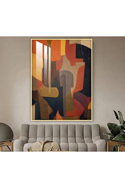 Marktna لوحة جدارية خشبية بتصميم الفن التجريدي مع برواز ذهبي و طبقة من الاكرل...