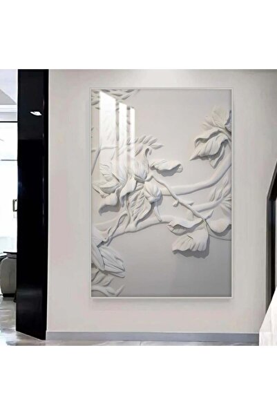 4gdran لوحة جدارية خشبية مطبوعة بتصميم جبسية مع برواز فضي و طبقة من الاكرليك ...