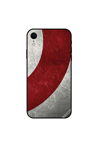 Covernex غطاء حماية iPhone XR بنمط خطوط دائرية باللون الأحمر الداكن