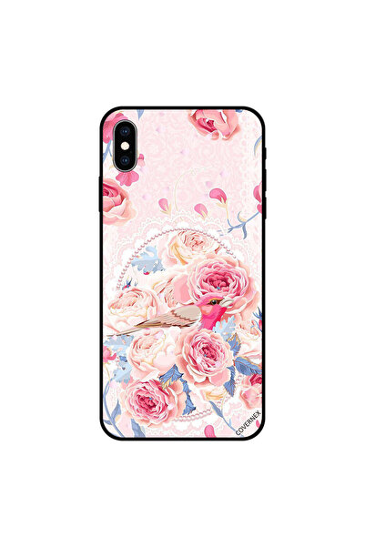 Covernex غطاء حماية لجهاز iPhone XS MAX بتصميم طائر وردي لطيف في سلة زهور