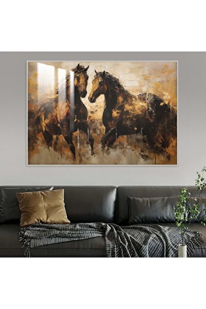 SND Luxury wooden wall plaque with a horse design, with a silver frame and a clear acrylic layer