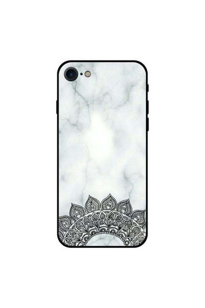 Covernex غطاء حماية لجهاز iPhone 8 بنقشة زهرة سوداء ورخامية بيضاء
