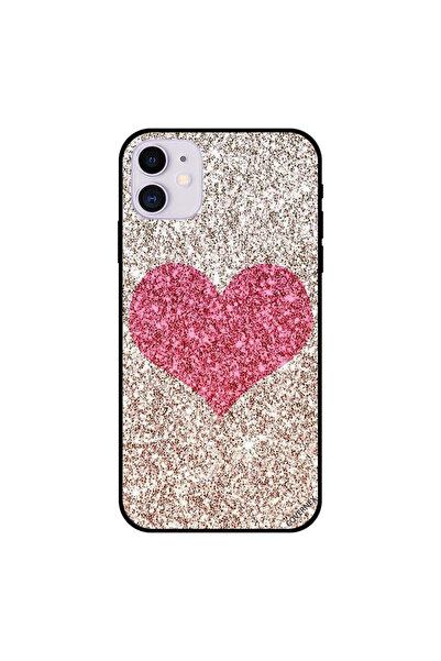Covernex غطاء حماية لجهاز iPhone 11 على شكل قلب وردي لامع في المنتصف