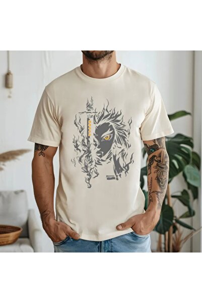 Flood Of Style Ανιμέ μπλουζάκι με σχέδια Unisex για άνδρες Rengoku Kyojuro ‌   Δολοφόνος δαίμονων