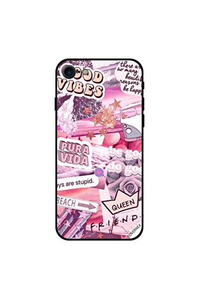 Covernex غطاء حماية آيفون 8 بنقشة هاشتاجات أنثوية وردية