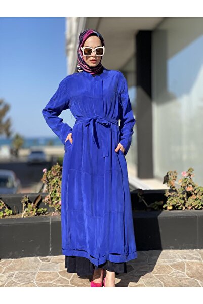 MissWhence Kuşaklı Cupra İpek Pardesü 35501