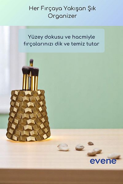 Evene Makeup Organizer Θήκη για πινέλο μακιγιάζ Organizer Organizer Χρυσό Χρώμα Μοντέλο 84