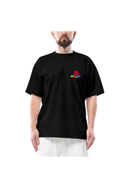 Z zepplin Playstation Logo Color Oversize Black T-Shirt