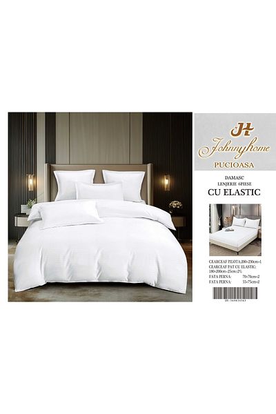 CHIRASO CHIRASO Linen, DAMASK, ELASTIC Sheet 180X200+25cm, Duvet Sheet 200x230cm and 4 Pillowcases