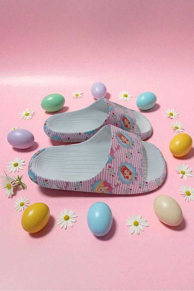 ÇEÇEN HOME Picture Printed Pink and White Children's Slippers