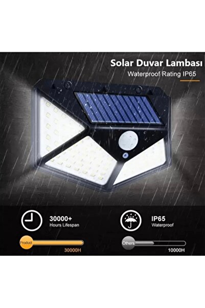 Petrix 100 Led Dış Mekan Solar Aydınlatma Fotoselli Solar Glrshop Hareket Sensörlü Güneş Enerjili Lamba