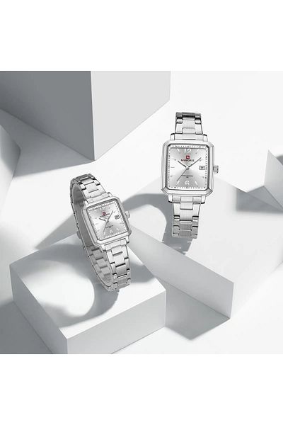 Naviforce Couple Bold Watches – Matching Stainless Steel Analog Watches for Him & Her